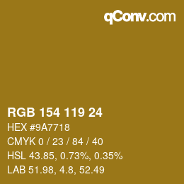 Color code: RGB 154 119 24 | qconv.com