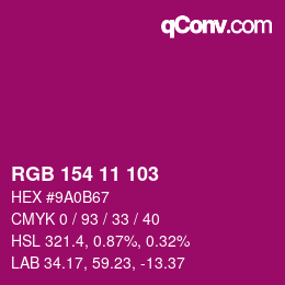 カラーコード: RGB 154 11 103 | qconv.com