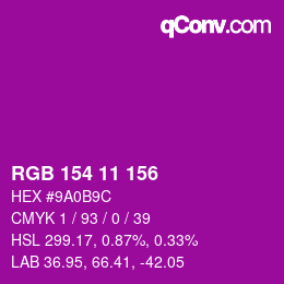 Color code: RGB 154 11 156 | qconv.com