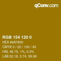 カラーコード: RGB 154 120 0 | qconv.com