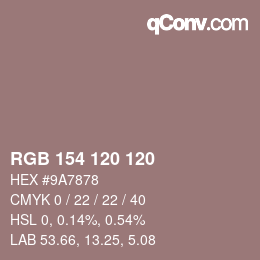 カラーコード: RGB 154 120 120 | qconv.com