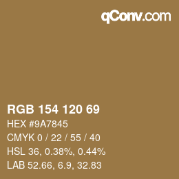 Color code: RGB 154 120 69 | qconv.com