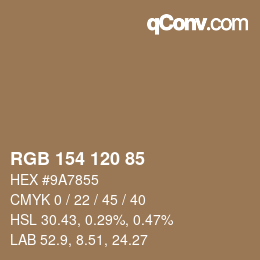 Color code: RGB 154 120 85 | qconv.com