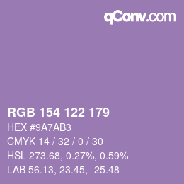 Código de color: RGB 154 122 179 | qconv.com
