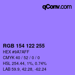 Color code: RGB 154 122 255 | qconv.com