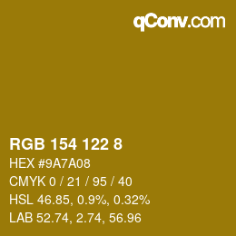 Color code: RGB 154 122 8 | qconv.com