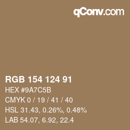 Farbcode: RGB 154 124 91 | qconv.com