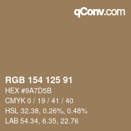 カラーコード: RGB 154 125 91 | qconv.com