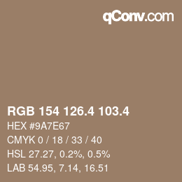 カラーコード: RGB 154 126.4 103.4 | qconv.com