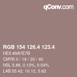 カラーコード: RGB 154 126.4 123.4 | qconv.com