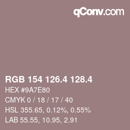 カラーコード: RGB 154 126.4 128.4 | qconv.com