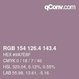 カラーコード: RGB 154 126.4 143.4 | qconv.com