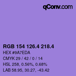 カラーコード: RGB 154 126.4 218.4 | qconv.com