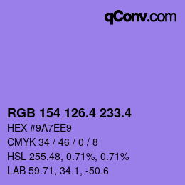 カラーコード: RGB 154 126.4 233.4 | qconv.com