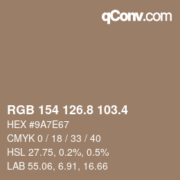 カラーコード: RGB 154 126.8 103.4 | qconv.com