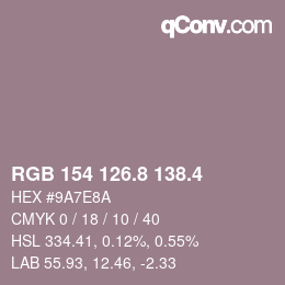 カラーコード: RGB 154 126.8 138.4 | qconv.com
