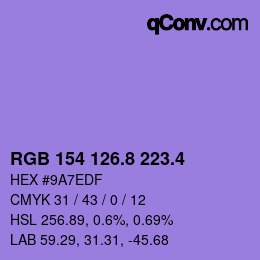 カラーコード: RGB 154 126.8 223.4 | qconv.com