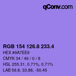 カラーコード: RGB 154 126.8 233.4 | qconv.com
