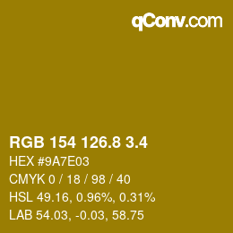 カラーコード: RGB 154 126.8 3.4 | qconv.com