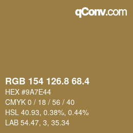 カラーコード: RGB 154 126.8 68.4 | qconv.com