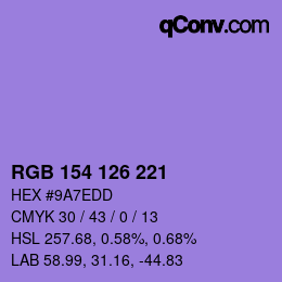 颜色代码: RGB 154 126 221 | qconv.com