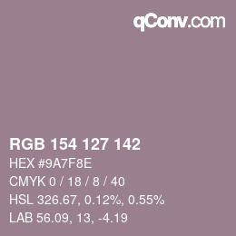 Color code: RGB 154 127 142 | qconv.com