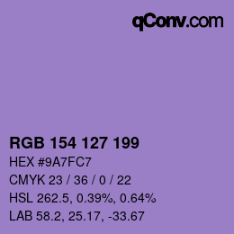 Color code: RGB 154 127 199 | qconv.com