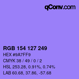 Color code: RGB 154 127 249 | qconv.com