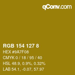 Color code: RGB 154 127 8 | qconv.com
