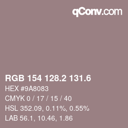 カラーコード: RGB 154 128.2 131.6 | qconv.com