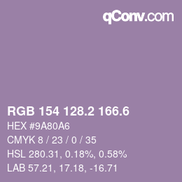 カラーコード: RGB 154 128.2 166.6 | qconv.com
