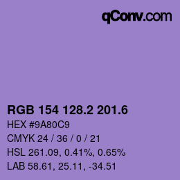 カラーコード: RGB 154 128.2 201.6 | qconv.com