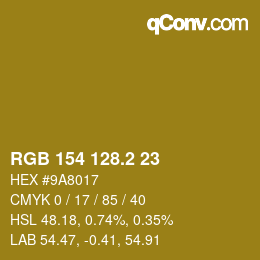 カラーコード: RGB 154 128.2 23 | qconv.com