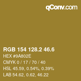 カラーコード: RGB 154 128.2 46.6 | qconv.com