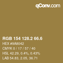 カラーコード: RGB 154 128.2 66.6 | qconv.com