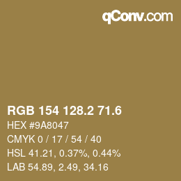 カラーコード: RGB 154 128.2 71.6 | qconv.com