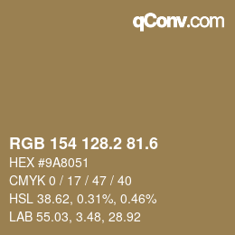 カラーコード: RGB 154 128.2 81.6 | qconv.com