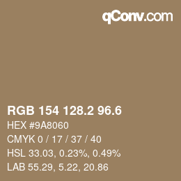 カラーコード: RGB 154 128.2 96.6 | qconv.com