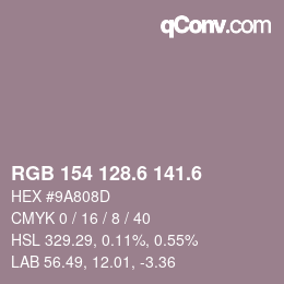 カラーコード: RGB 154 128.6 141.6 | qconv.com
