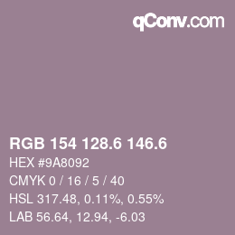 カラーコード: RGB 154 128.6 146.6 | qconv.com