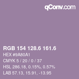 カラーコード: RGB 154 128.6 161.6 | qconv.com