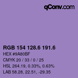 カラーコード: RGB 154 128.6 191.6 | qconv.com