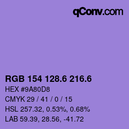 カラーコード: RGB 154 128.6 216.6 | qconv.com