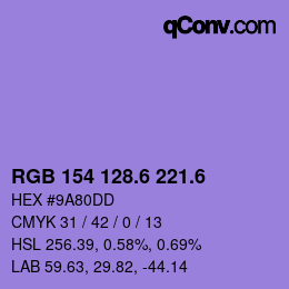 カラーコード: RGB 154 128.6 221.6 | qconv.com