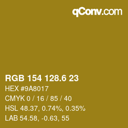 カラーコード: RGB 154 128.6 23 | qconv.com