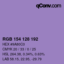 Color code: RGB 154 128 192 | qconv.com