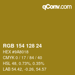 颜色代码: RGB 154 128 24 | qconv.com