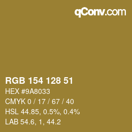 Color code: RGB 154 128 51 | qconv.com