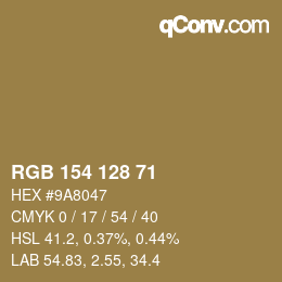 Código de color: RGB 154 128 71 | qconv.com