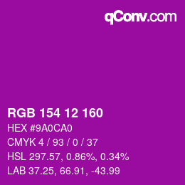 Color code: RGB 154 12 160 | qconv.com